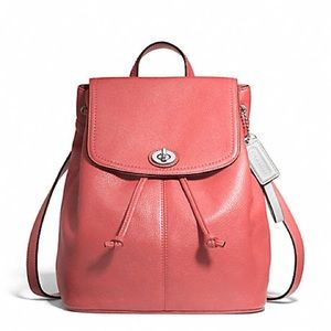 COACH PARK LEATHER BACKPACK in CORAL